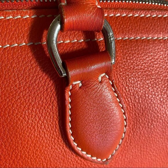 Ralph Lauren Tangerine Pebbled Leather Silver Trim "Proprietor" Satchel Hand Bag - Picture 13 of 16